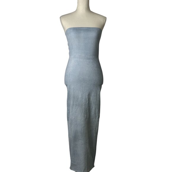 SPRWMN Tube Dress in Sky Small New Womens Suede Leather Blue - Picture 4 of 13